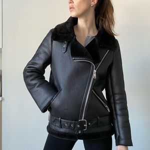 Zara shearling moto jacket
